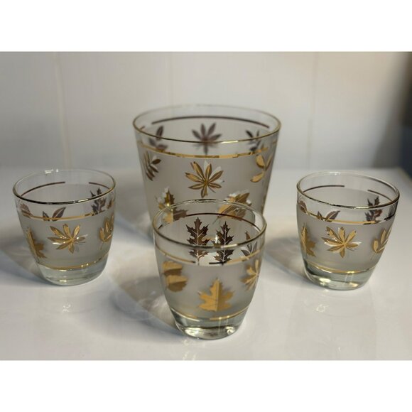 VTG Libbey Golden Foliage Old Fashioned Glass – Mid-Century Modern 1960s Barware - Picture 1 of 9